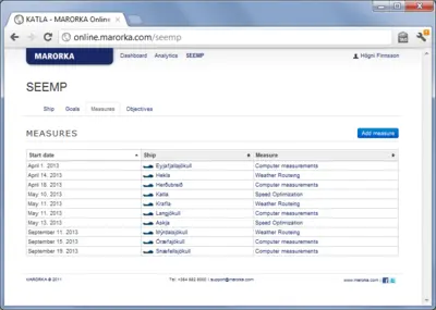 Marorka's online tool for SEEMP management