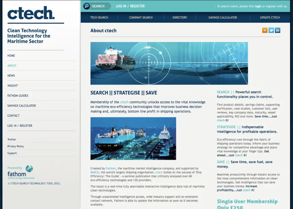 CTech provides a searchable web-based ship energy efficiency resource