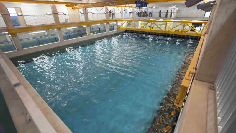 The building contains a wave tank where engineers can test devices