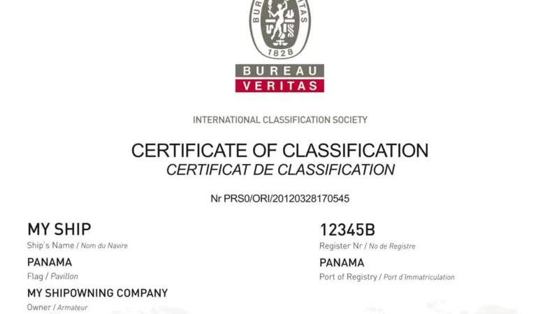 BV has made the ship’s Certificate of Classification a simple one page document