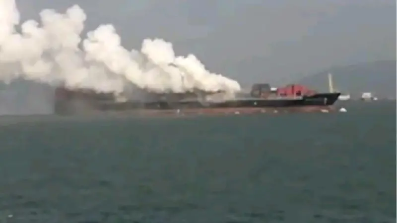The MV Amsterdam Bridge was carrying hazardous cargo when fire broke out on Sunday 9 September 12