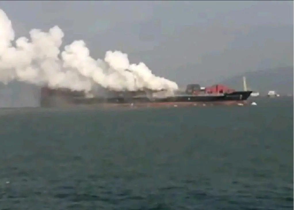 The MV Amsterdam Bridge was carrying hazardous cargo when fire broke out on Sunday 9 September 12
