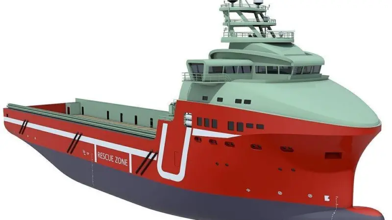 The vessel is designed by Salt Ship Design, type Salt 100 PSV