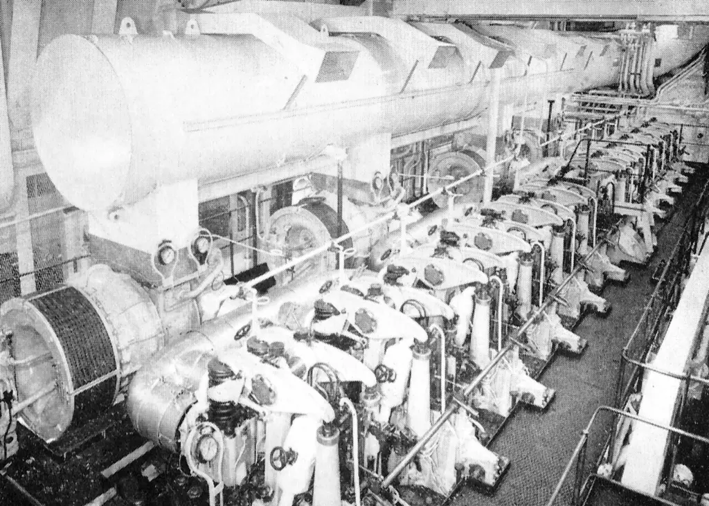 Cylinder tops and turbochargers of ‘Ancerville’s’ B&W main engines