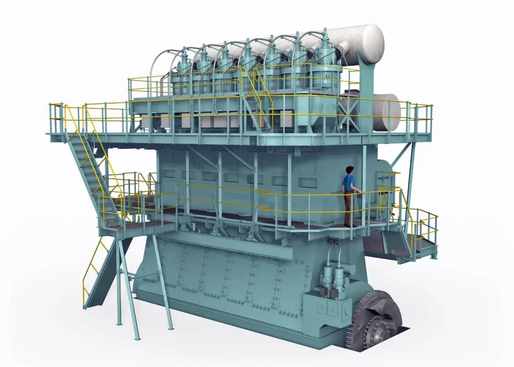 Computer-generated image of the Wärtsilä X72 engine