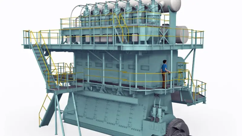 Computer-generated image of the Wärtsilä X72 engine