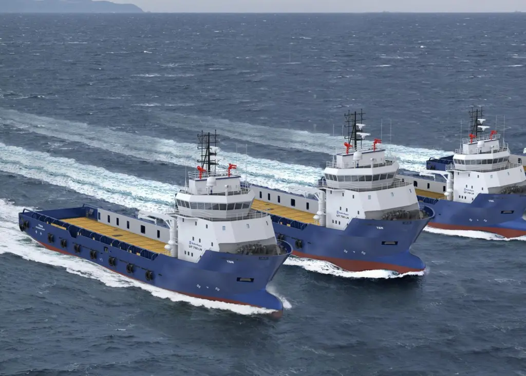 The UT 755 LN vessels are designed for transporting solid and liquid cargo to and from offshore oil and gas platforms