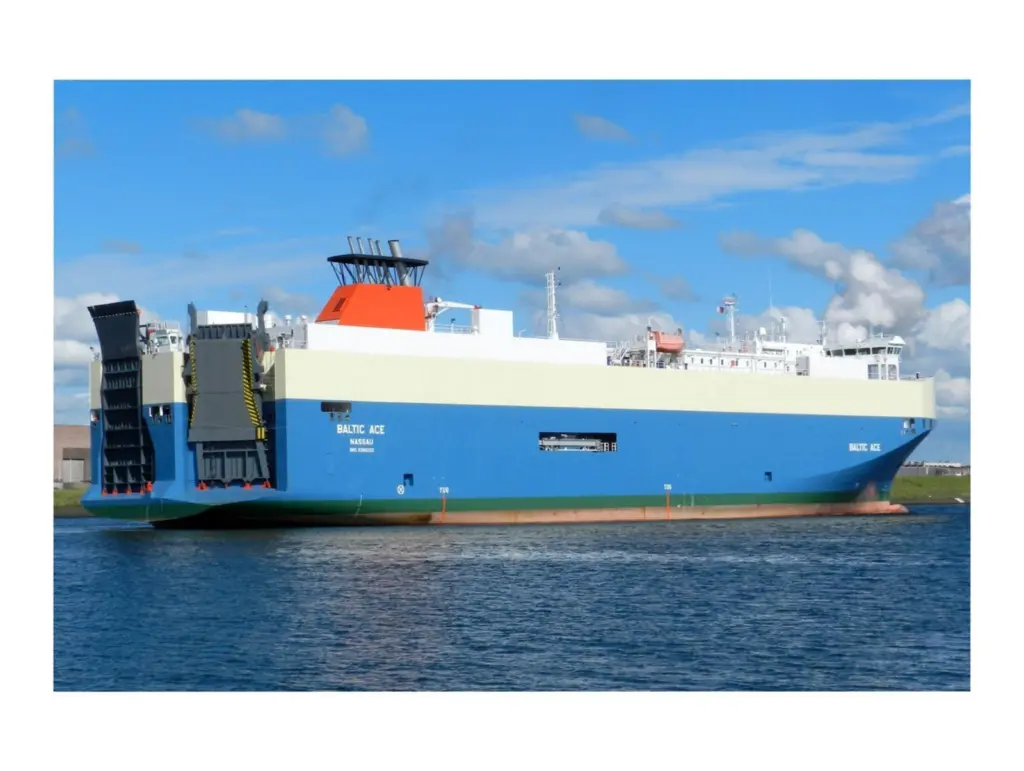 The car carrier Baltic Ace sank shortly after the collision on Wednesday evening