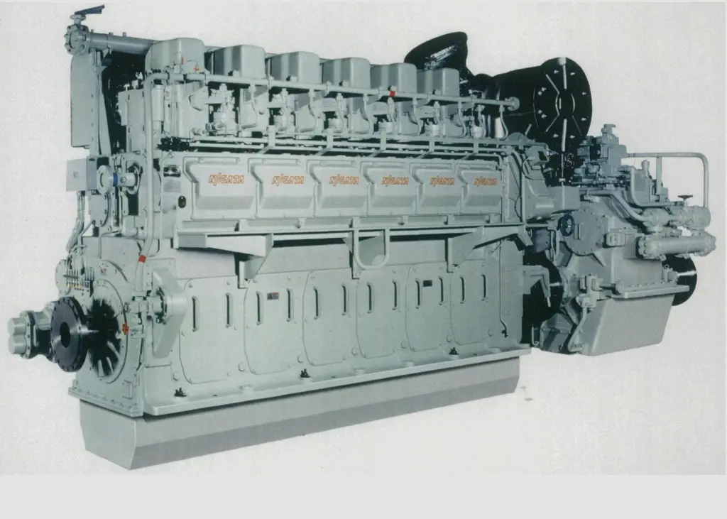 The six-cylinder prototype of Niigata’s new dual-fuel marine engine