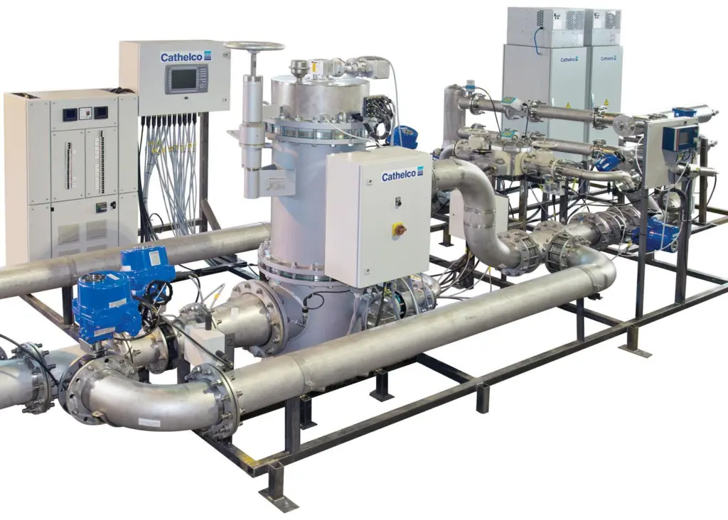 Cathelco's ballast water treatment system, seen under test