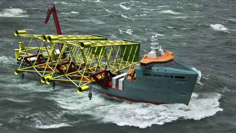 The DOC 7500 carrier can make headway even in higher seas and fully loaded