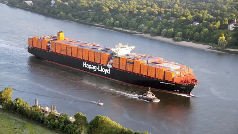 ‘Hamburg Express’, Hapag-Lloyd’s newest and largest, protected by International