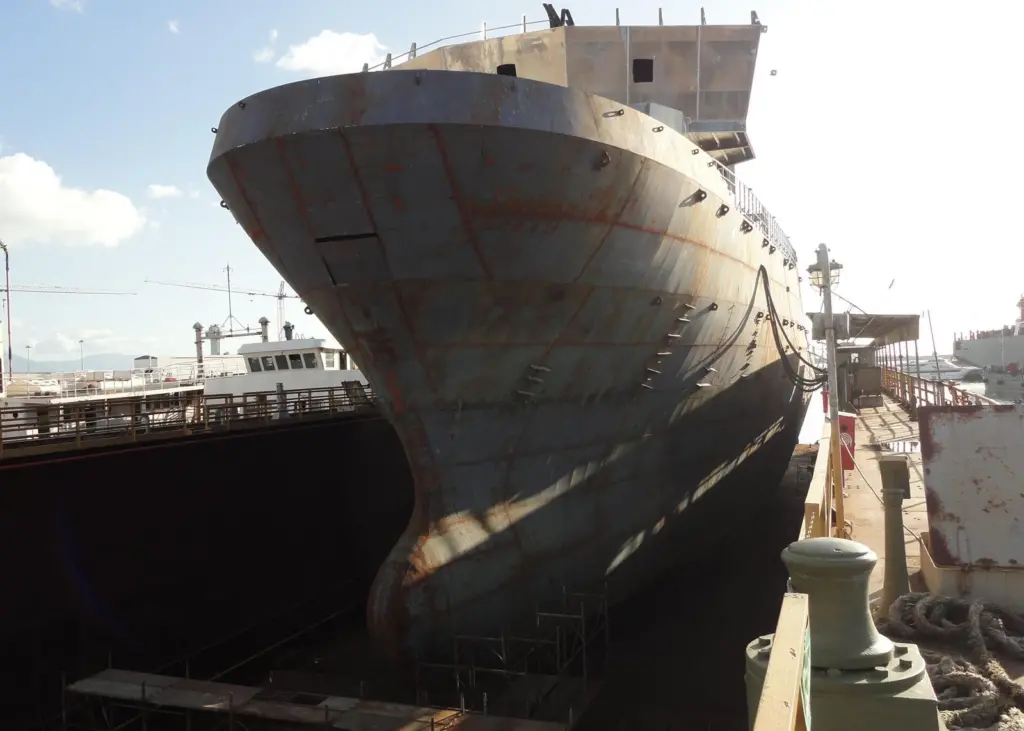 The patrol ship under construction at Cantieri Navali Megaride