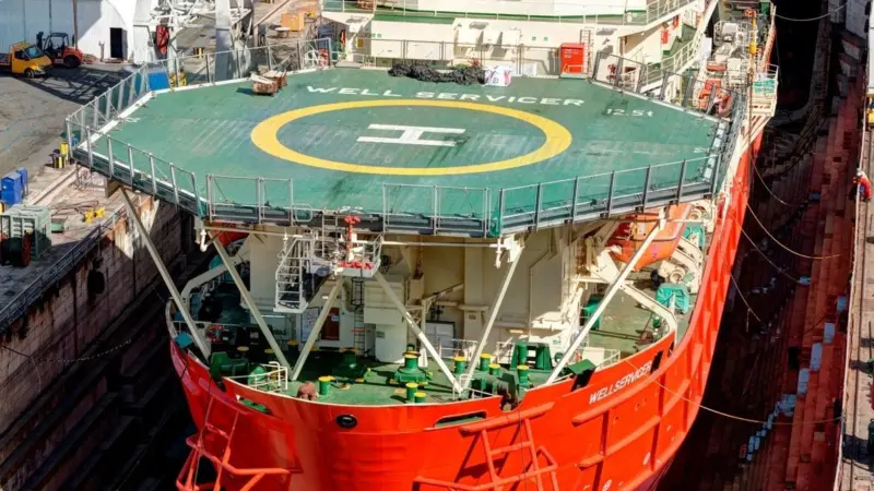 'Wellservicer', Technip’s DP-Class 3 multi role diving support vessel in dry dock