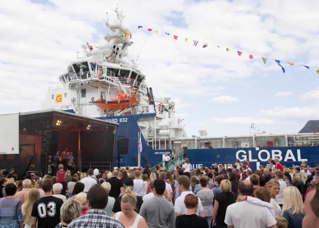 Havyard arranged a major celebration in Fosnavaag to mark the handover of its latest PSV to its Indian owner (photo: Havyard)