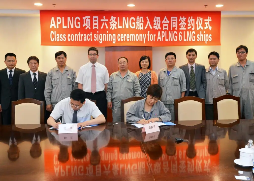 At the signing ceremony: from Lloyd’s Register: Nick Brown, area general manager and marine manager, Greater China (4th from left); Dr. Xue Maogen, general manager, greater china technical and business (3rd from right); Wei Ying, principal speci...