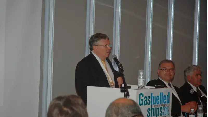 Chairman Martin L Shaw gets the fourth Gas Fuelled Ships conference off to a flying start onboard the 'Viking Grace'