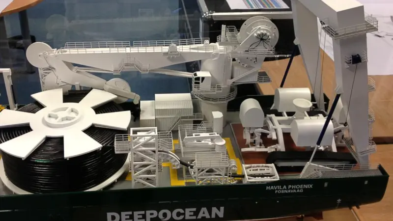 The new equipment is shown on a model of the ‘Havila Phoenix’ after conversion (Deep Ocean)
