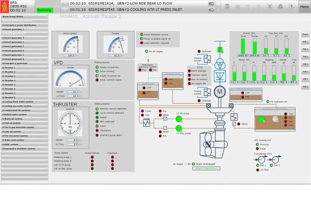 Kongsberg’s offshore engine room simulators feature multi-thruster installations