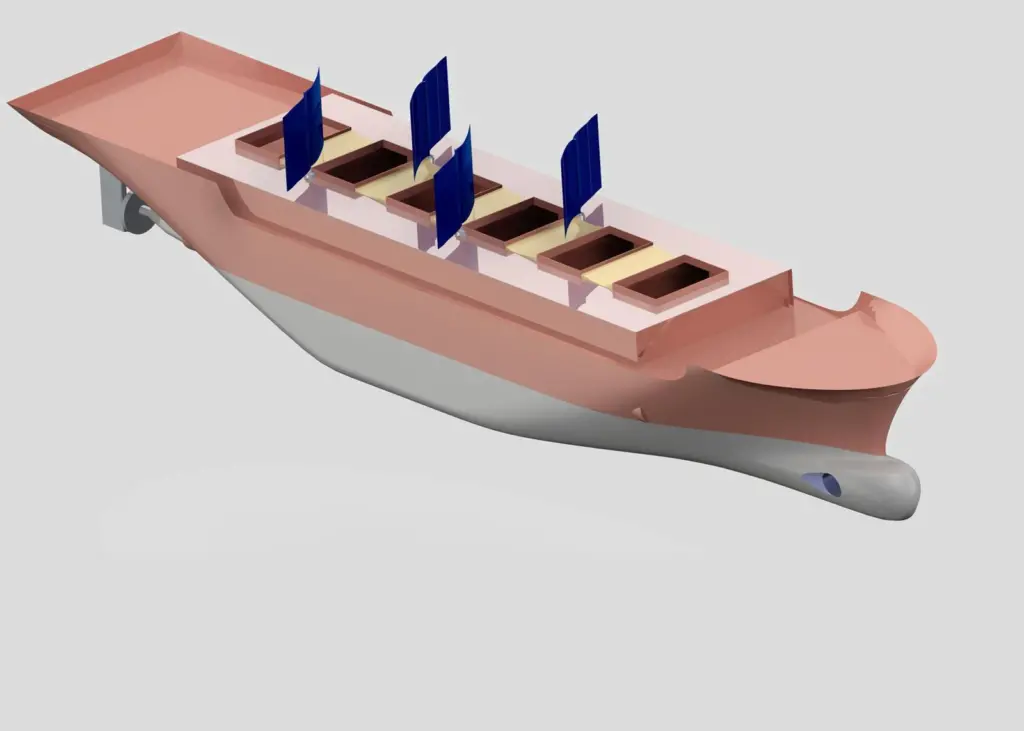 A modern tanker or bulker to retrofit Solar Sailor's new opening wing sails, ship operators can expect significant fuel savings