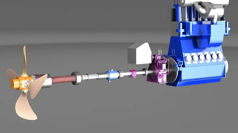 Propulsion package with low-speed engine, gearbox and controllable pitch propeller