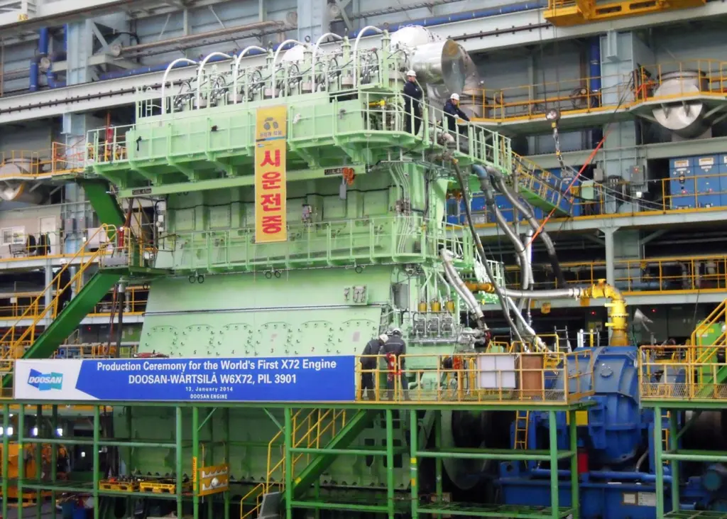 The first Wärtsilä X72 engine at the Doosan factory
