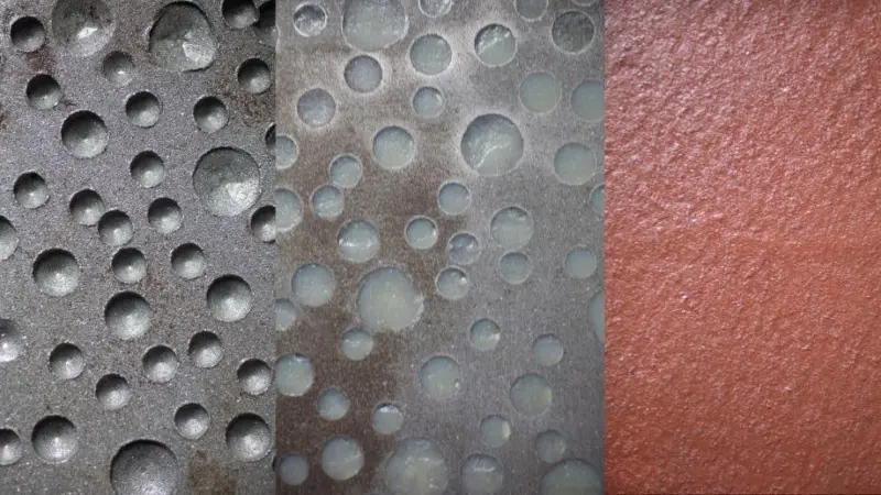 Pitted surface, filling with Ecofix, and coated with Ecoshield