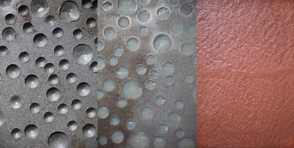 Pitted surface, filling with Ecofix, and coated with Ecoshield