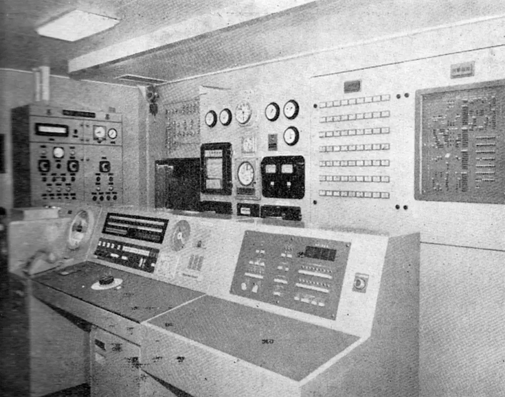 Machinery control room in ‘Mississippi Maru’, said to be the world’s most automated ship