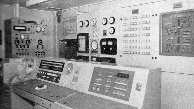 Machinery control room in ‘Mississippi Maru’, said to be the world’s most automated ship