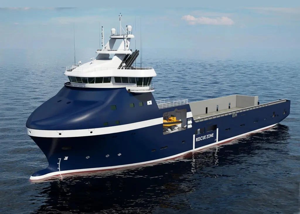 Rendering of Wärtsilä VS 485 Arctic ship design for REM Offshore PSV