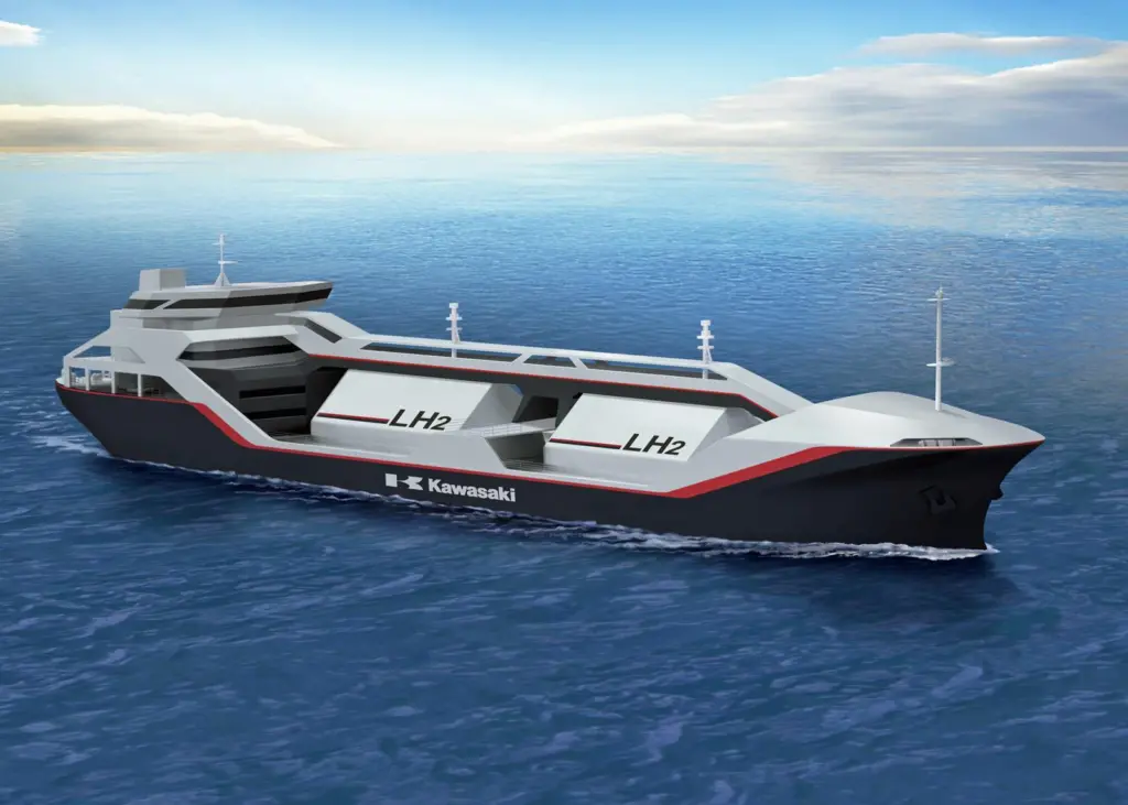 Kawasaki’s pilot design for a liquid hydrogen carrier ship (KHI)