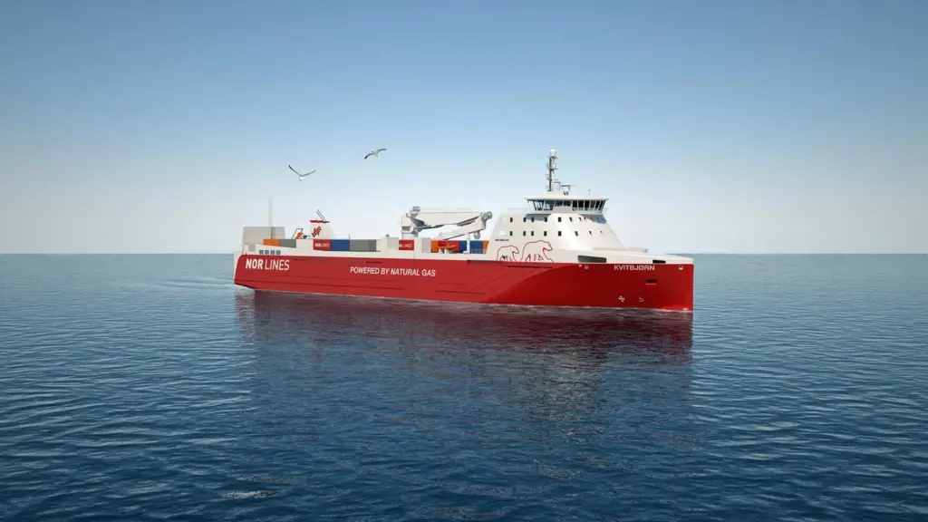 Changing order in the shortsea trades: Nor Lines' new generation will be fuelled solely on LNG; the special hull form includes a fuel-saving, wave piercing bow