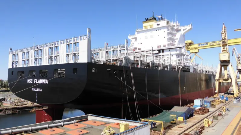 'MSC Flaminia' after repair at Mangalia Shipyard in Romania