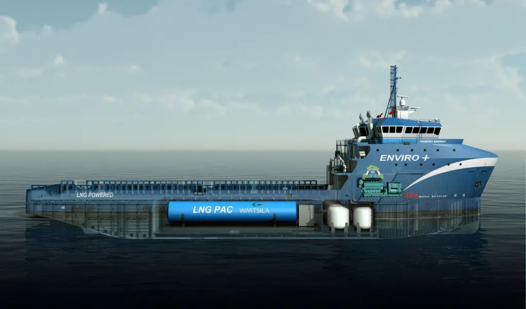The maintenance agreement includes the six Harvey Gulf LNG-fuelled newbuild PSVs