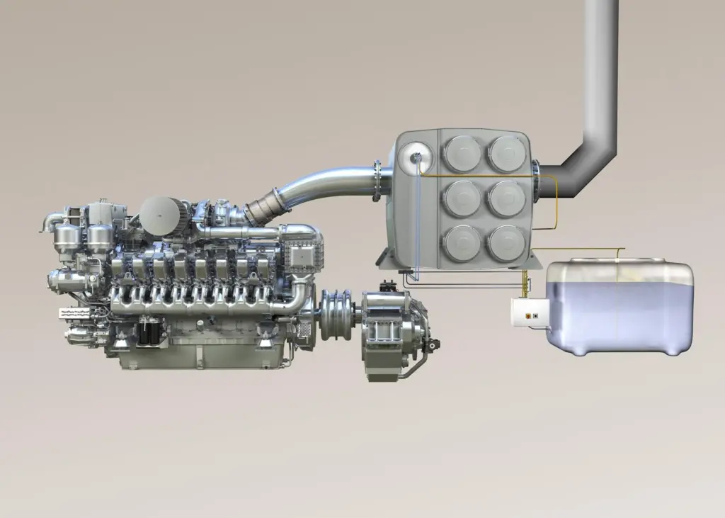 The SCR after treatment system works by neutralising the nitrogen oxides in the exhaust gas