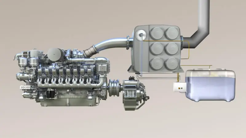 The SCR after treatment system works by neutralising the nitrogen oxides in the exhaust gas