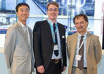 Jun-Keun Choi, senior design engineer Hanjin Heavy Industries; Benjamin Scholz, DNV GL maritime gas carrier expert; and Arthur Barret, LNG bunkering program director, GTT, launch the study at SMM