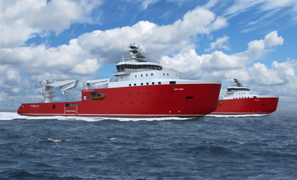 The 86.7m vessels will have the DNV ice class Icebreaker Ice 10 and Winterizes Cold (-30°C)