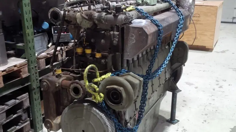 Old Heincke engine after removal for replacement
