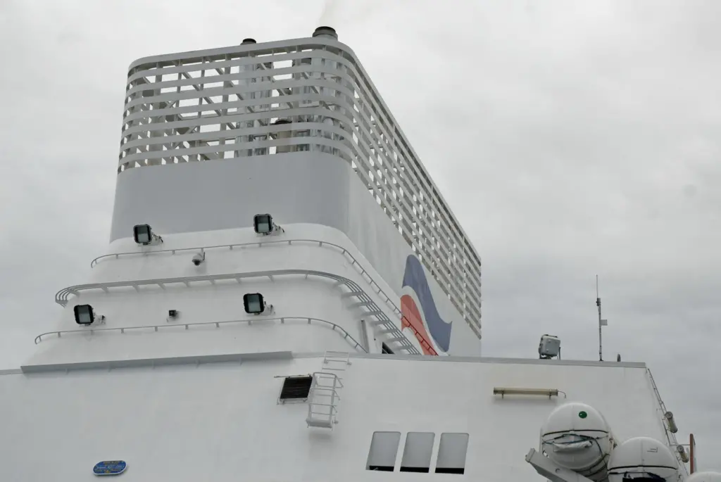 The ‘Normandie’s’ enlarged funnel houses seven scrubbers