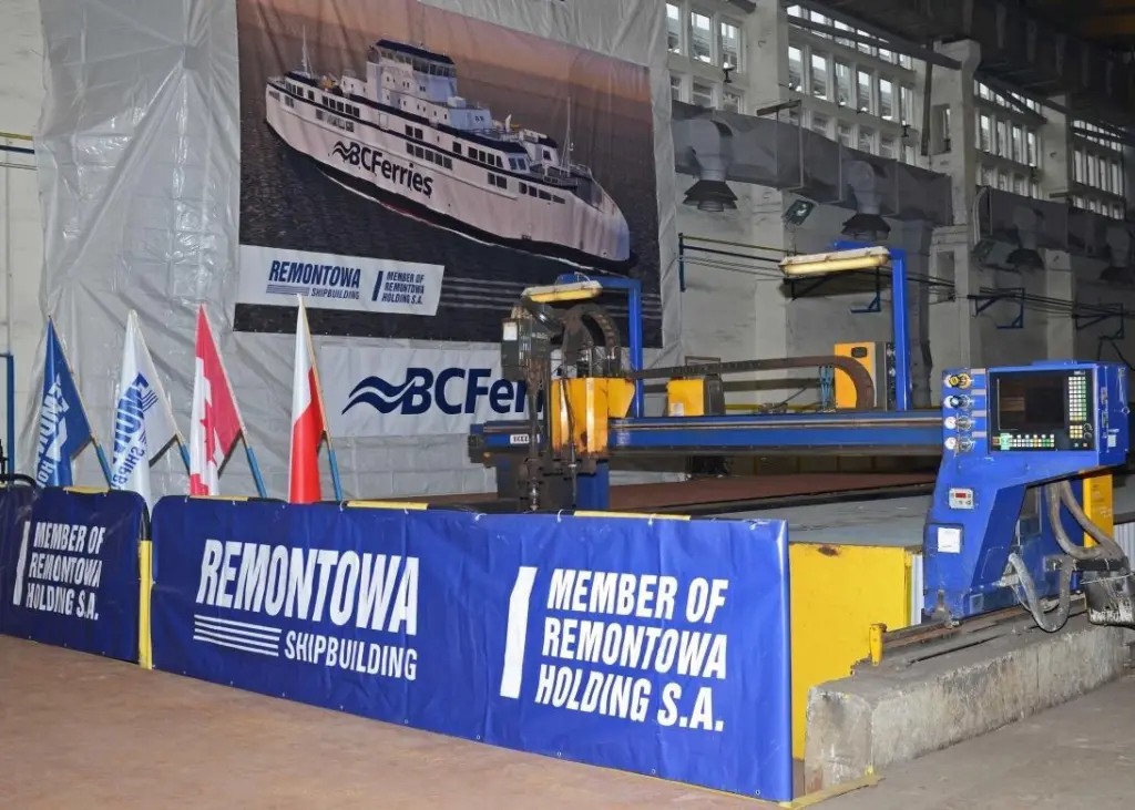 Remontowa and BC Ferries held the steel cutting for the first LNG-diesel ferry in Gdansk earlier this month