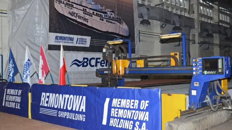 Remontowa and BC Ferries held the steel cutting for the first LNG-diesel ferry in Gdansk earlier this month