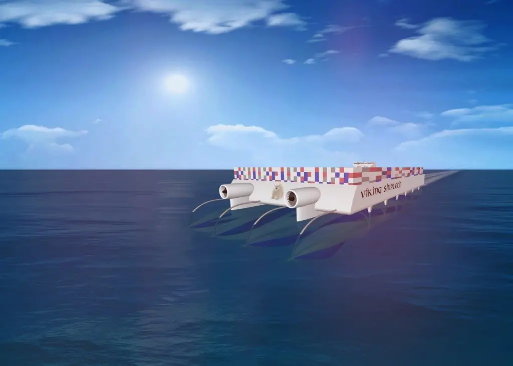 With a projected running speed of 80 knots, Viking Shiptech hopes its new concept vessel will be able to take on air freight delivery times