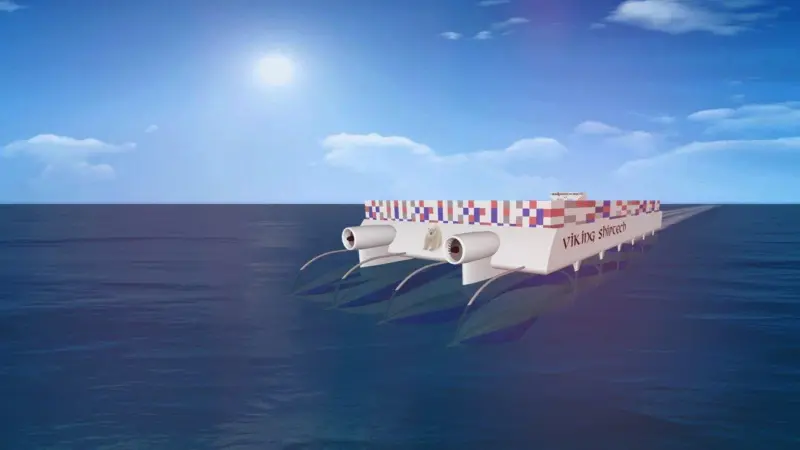 With a projected running speed of 80 knots, Viking Shiptech hopes its new concept vessel will be able to take on air freight delivery times