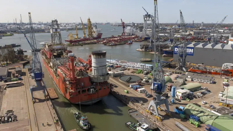 'FPSO Petrojarl I' dry-docked at Damen Shiprepair Rotterdam