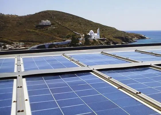 The Aquarius solar panel array onboard the 'Blue Star Delos'