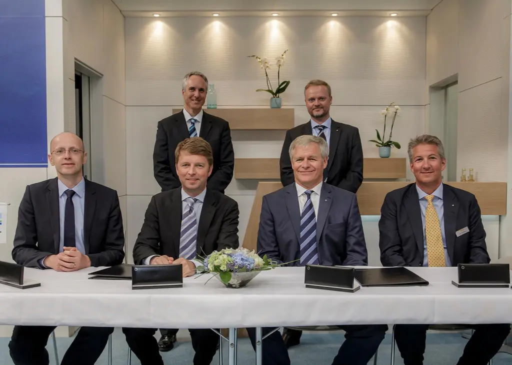 Left to right: Dr. Torsten Büssow, DNV GL’s Head of Fleet Performance Management; Albrecht Grell, Director of the Maritime Advisory division at DNV GL; Geir Boe, Vice President Marine Coatings at Jotun; and Stein Kjølberg, Global Sales Director,...