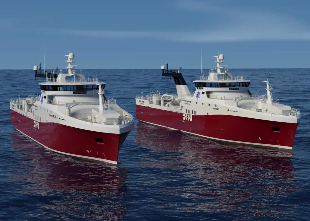 Two stern trawlers for DFFU will be built by Kleven to Rolls-Royce's NVC 374 design