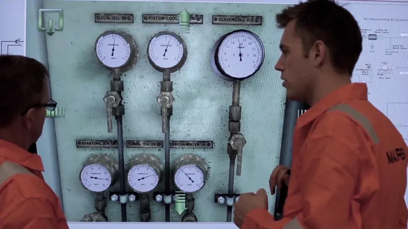 Maersk crew face a K-Sim screen at the MOSAIC training centre